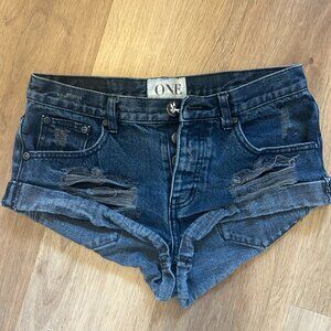Vintage Distressed Denim Micro Shorts